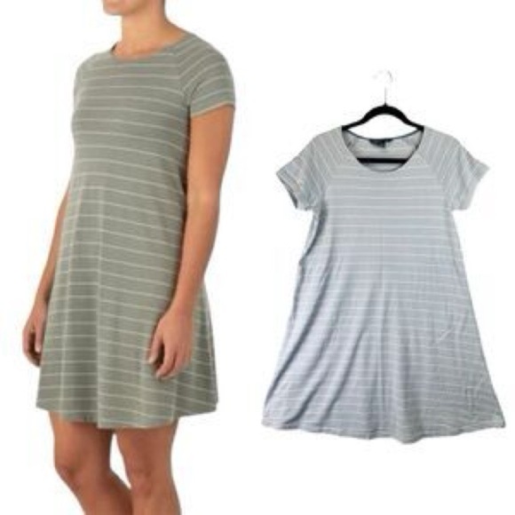 Free Fly Micro Striped Sage Green Short Sleeve Dress Size Small - Picture 1 of 8